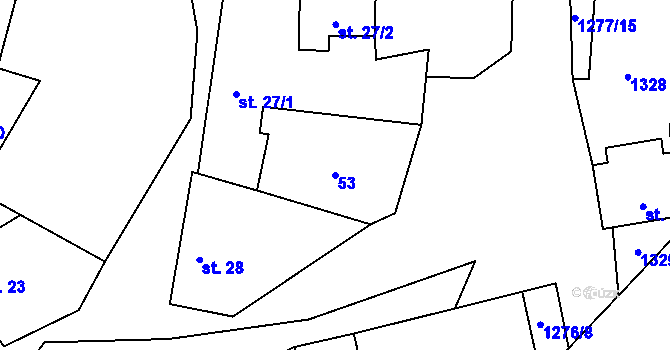 Parcela st. 53 v KÚ Novosedly u Strakonic, Katastrální mapa