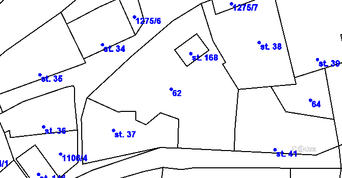 Parcela st. 62 v KÚ Novosedly u Strakonic, Katastrální mapa