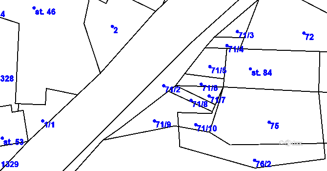Parcela st. 71/2 v KÚ Novosedly u Strakonic, Katastrální mapa