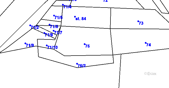 Parcela st. 75 v KÚ Novosedly u Strakonic, Katastrální mapa