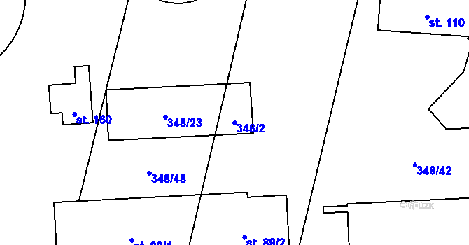 Parcela st. 348/2 v KÚ Novosedly u Strakonic, Katastrální mapa