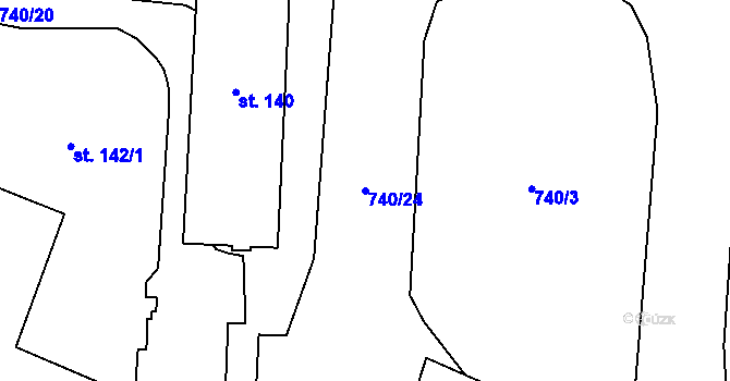 Parcela st. 740/24 v KÚ Novosedly u Strakonic, Katastrální mapa