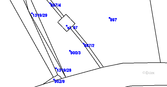 Parcela st. 887/2 v KÚ Novosedly u Strakonic, Katastrální mapa