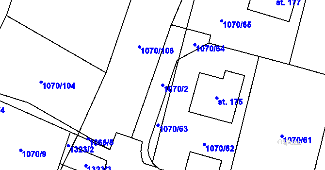 Parcela st. 1070/2 v KÚ Novosedly u Strakonic, Katastrální mapa