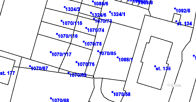 Parcela st. 1070/85 v KÚ Novosedly u Strakonic, Katastrální mapa