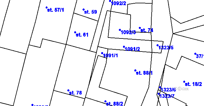 Parcela st. 1091/1 v KÚ Novosedly u Strakonic, Katastrální mapa