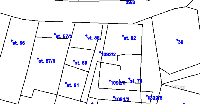 Parcela st. 1092/2 v KÚ Novosedly u Strakonic, Katastrální mapa