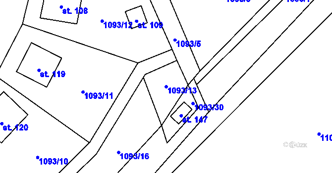 Parcela st. 1093/13 v KÚ Novosedly u Strakonic, Katastrální mapa