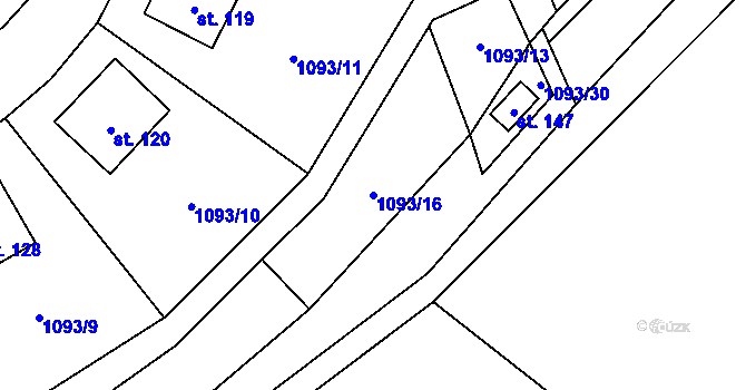 Parcela st. 1093/16 v KÚ Novosedly u Strakonic, Katastrální mapa