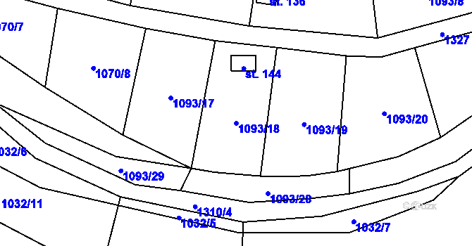 Parcela st. 1093/18 v KÚ Novosedly u Strakonic, Katastrální mapa