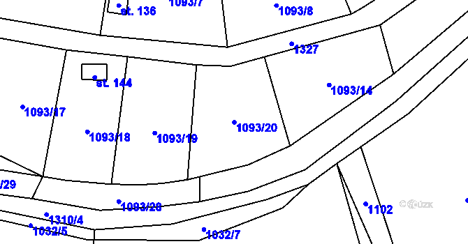 Parcela st. 1093/20 v KÚ Novosedly u Strakonic, Katastrální mapa
