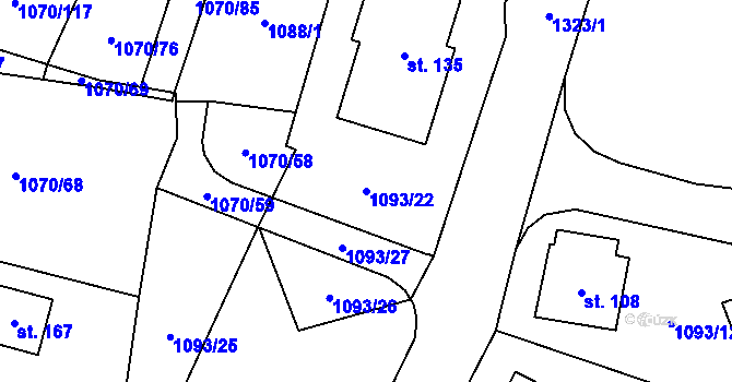 Parcela st. 1093/22 v KÚ Novosedly u Strakonic, Katastrální mapa