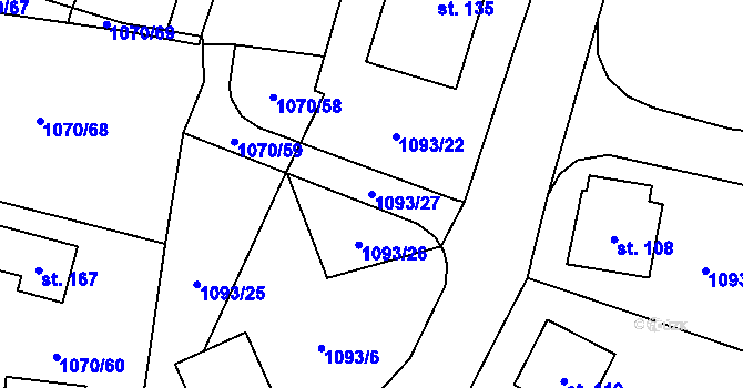 Parcela st. 1093/27 v KÚ Novosedly u Strakonic, Katastrální mapa