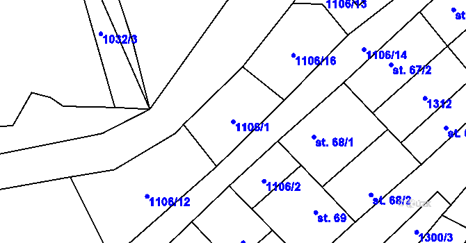 Parcela st. 1106/1 v KÚ Novosedly u Strakonic, Katastrální mapa