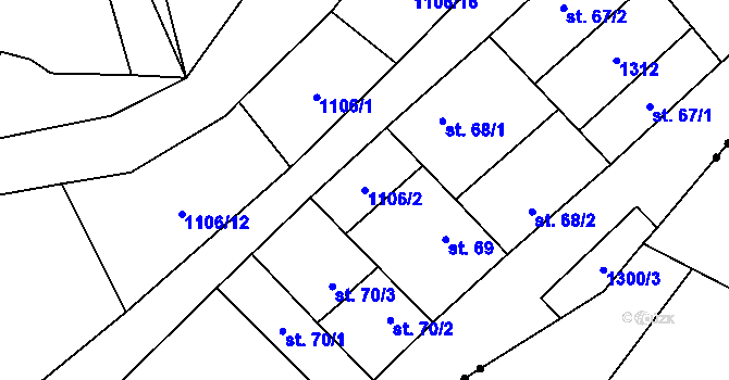 Parcela st. 1106/2 v KÚ Novosedly u Strakonic, Katastrální mapa