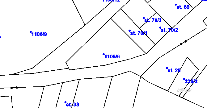 Parcela st. 1106/6 v KÚ Novosedly u Strakonic, Katastrální mapa