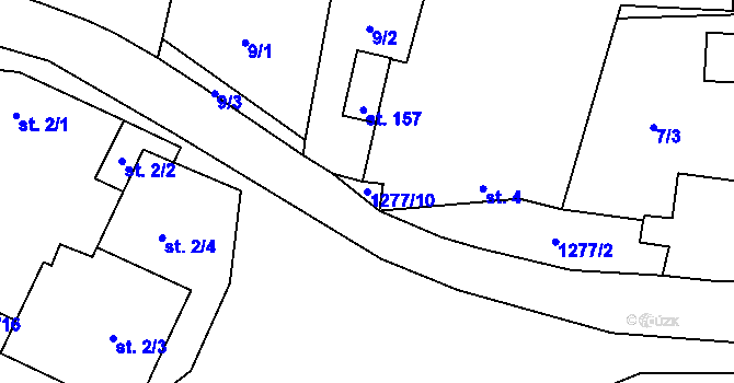 Parcela st. 1277/10 v KÚ Novosedly u Strakonic, Katastrální mapa