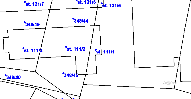 Parcela st. 111/1 v KÚ Novosedly u Strakonic, Katastrální mapa