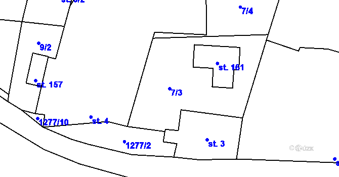 Parcela st. 7/3 v KÚ Novosedly u Strakonic, Katastrální mapa
