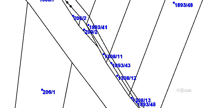 Parcela st. 1308/11 v KÚ Novosedly u Strakonic, Katastrální mapa