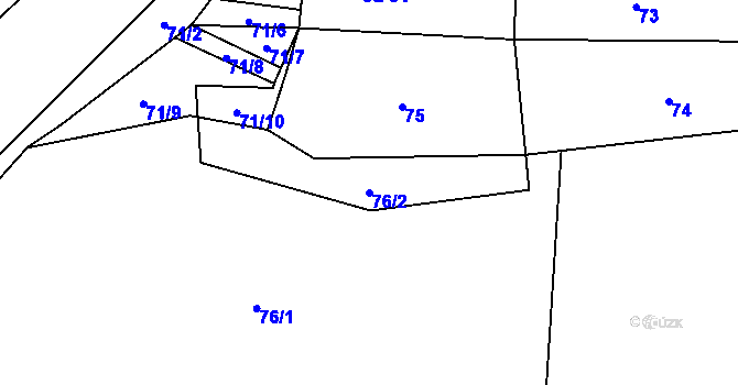 Parcela st. 76/2 v KÚ Novosedly u Strakonic, Katastrální mapa