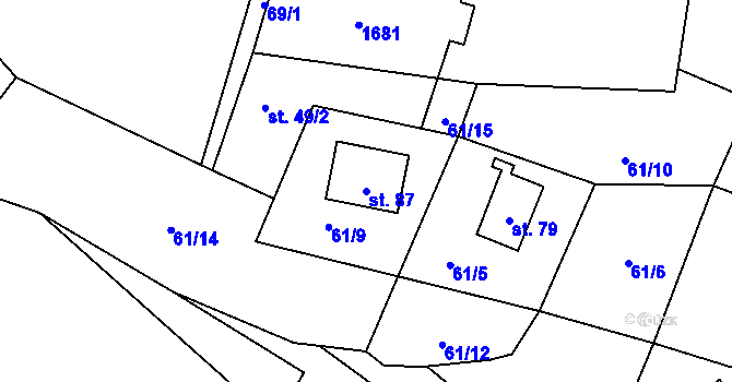 Parcela st. 87 v KÚ Chlum u Novosedel, Katastrální mapa