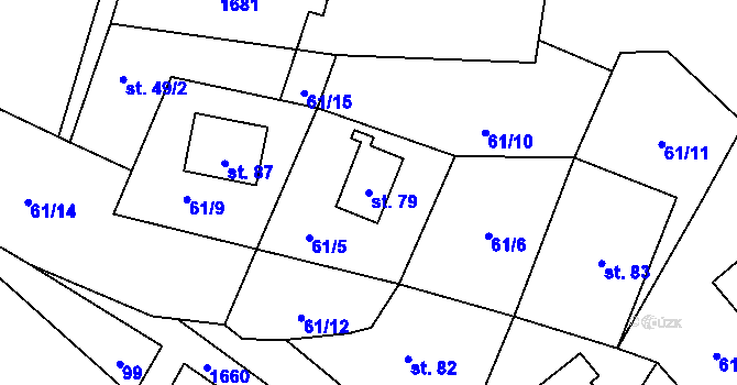 Parcela st. 79 v KÚ Chlum u Novosedel, Katastrální mapa