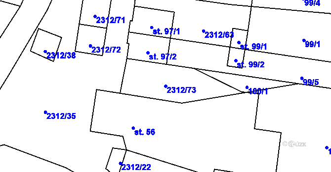 Parcela st. 2312/73 v KÚ Močidlec, Katastrální mapa