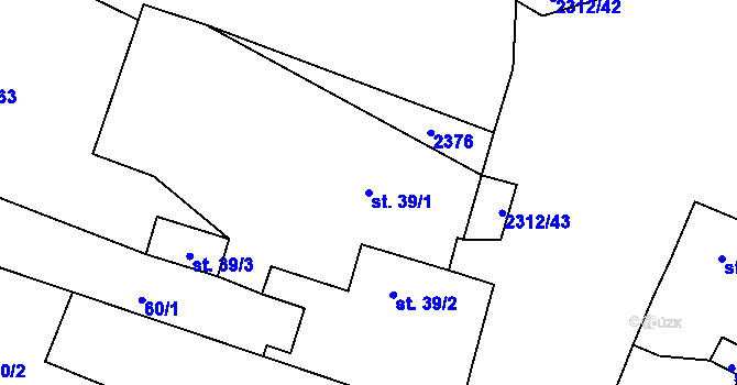 Parcela st. 39/1 v KÚ Močidlec, Katastrální mapa
