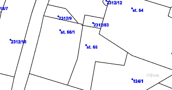 Parcela st. 65 v KÚ Močidlec, Katastrální mapa