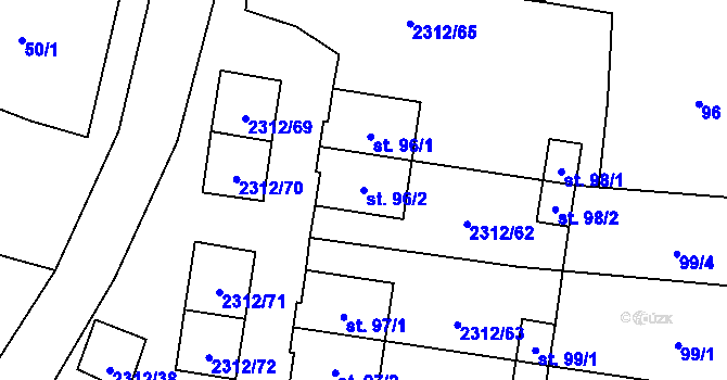 Parcela st. 96/2 v KÚ Močidlec, Katastrální mapa