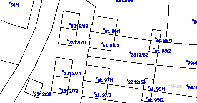Parcela st. 96/3 v KÚ Močidlec, Katastrální mapa