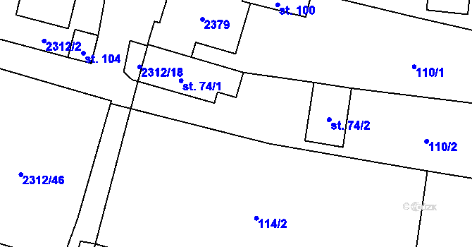 Parcela st. 110/3 v KÚ Močidlec, Katastrální mapa