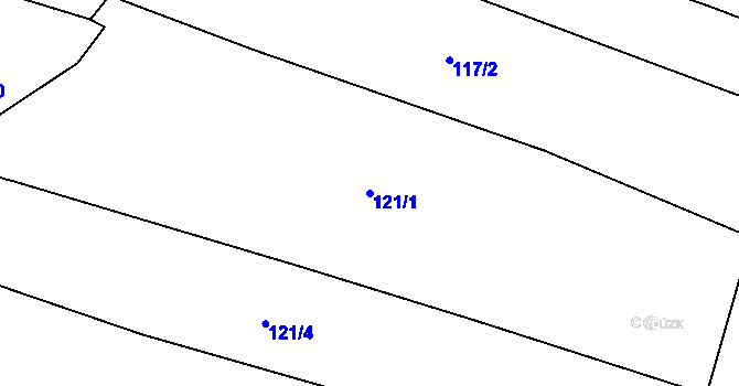 Parcela st. 121/1 v KÚ Močidlec, Katastrální mapa