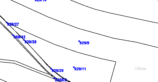 Parcela st. 929/9 v KÚ Močidlec, Katastrální mapa
