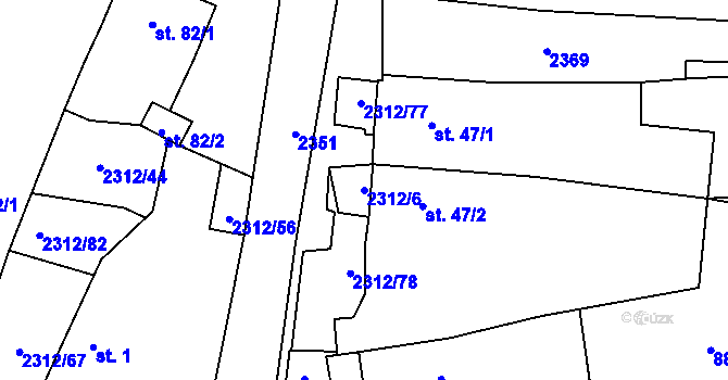 Parcela st. 2312/6 v KÚ Močidlec, Katastrální mapa