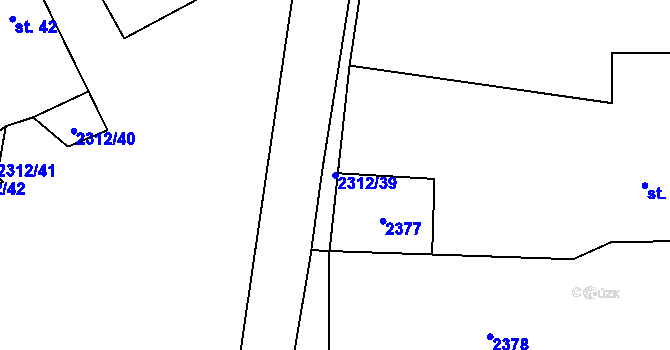 Parcela st. 2312/39 v KÚ Močidlec, Katastrální mapa