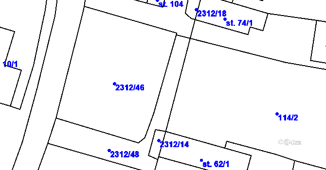 Parcela st. 2312/50 v KÚ Močidlec, Katastrální mapa