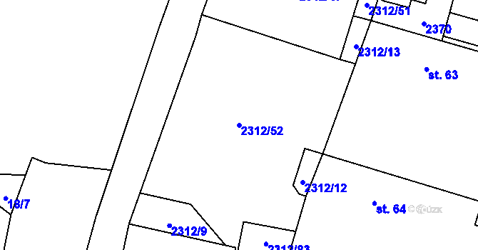 Parcela st. 2312/52 v KÚ Močidlec, Katastrální mapa