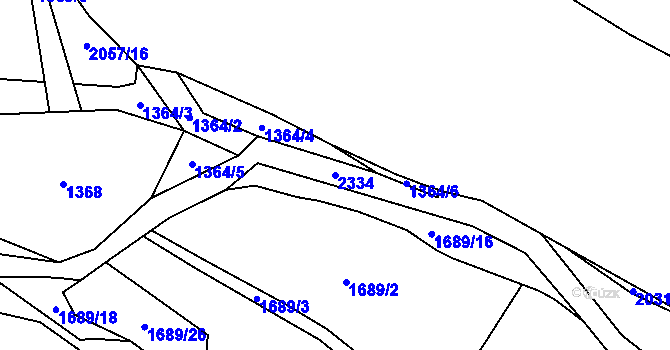 Parcela st. 2334 v KÚ Močidlec, Katastrální mapa
