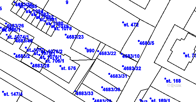 Parcela st. 4683/22 v KÚ Novosedly na Moravě, Katastrální mapa