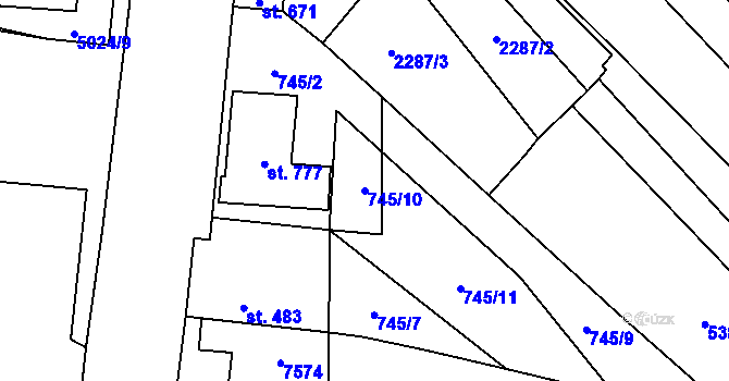 Parcela st. 745/10 v KÚ Novosedly na Moravě, Katastrální mapa