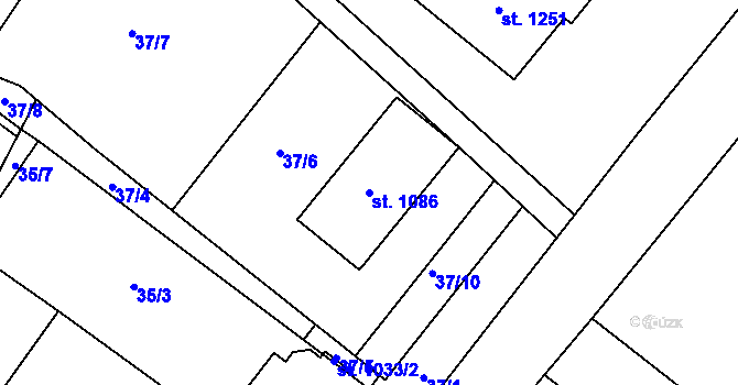 Parcela st. 1086 v KÚ Novosedly na Moravě, Katastrální mapa