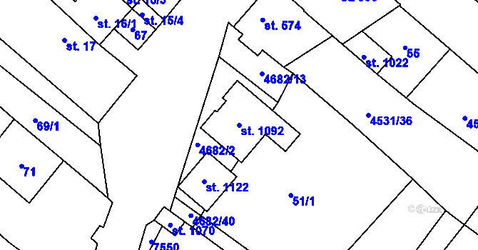 Parcela st. 1092 v KÚ Novosedly na Moravě, Katastrální mapa