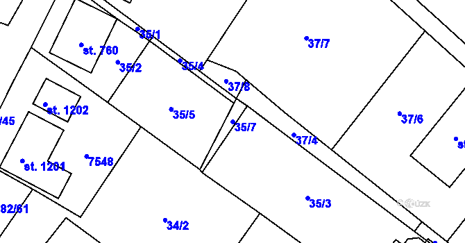 Parcela st. 35/7 v KÚ Novosedly na Moravě, Katastrální mapa