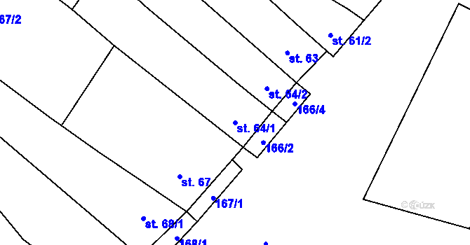 Parcela st. 64/1 v KÚ Novosedly na Moravě, Katastrální mapa