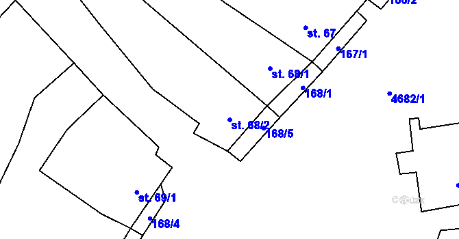 Parcela st. 68/2 v KÚ Novosedly na Moravě, Katastrální mapa