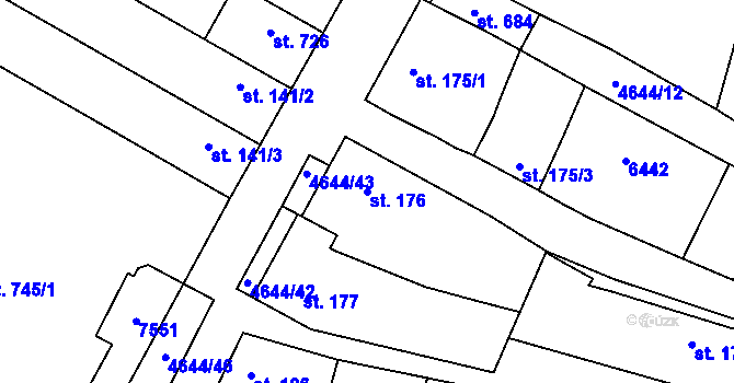 Parcela st. 176 v KÚ Novosedly na Moravě, Katastrální mapa
