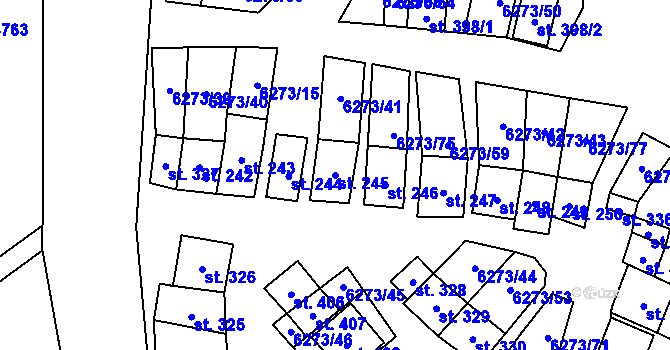 Parcela st. 245 v KÚ Novosedly na Moravě, Katastrální mapa