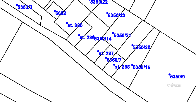 Parcela st. 287 v KÚ Novosedly na Moravě, Katastrální mapa